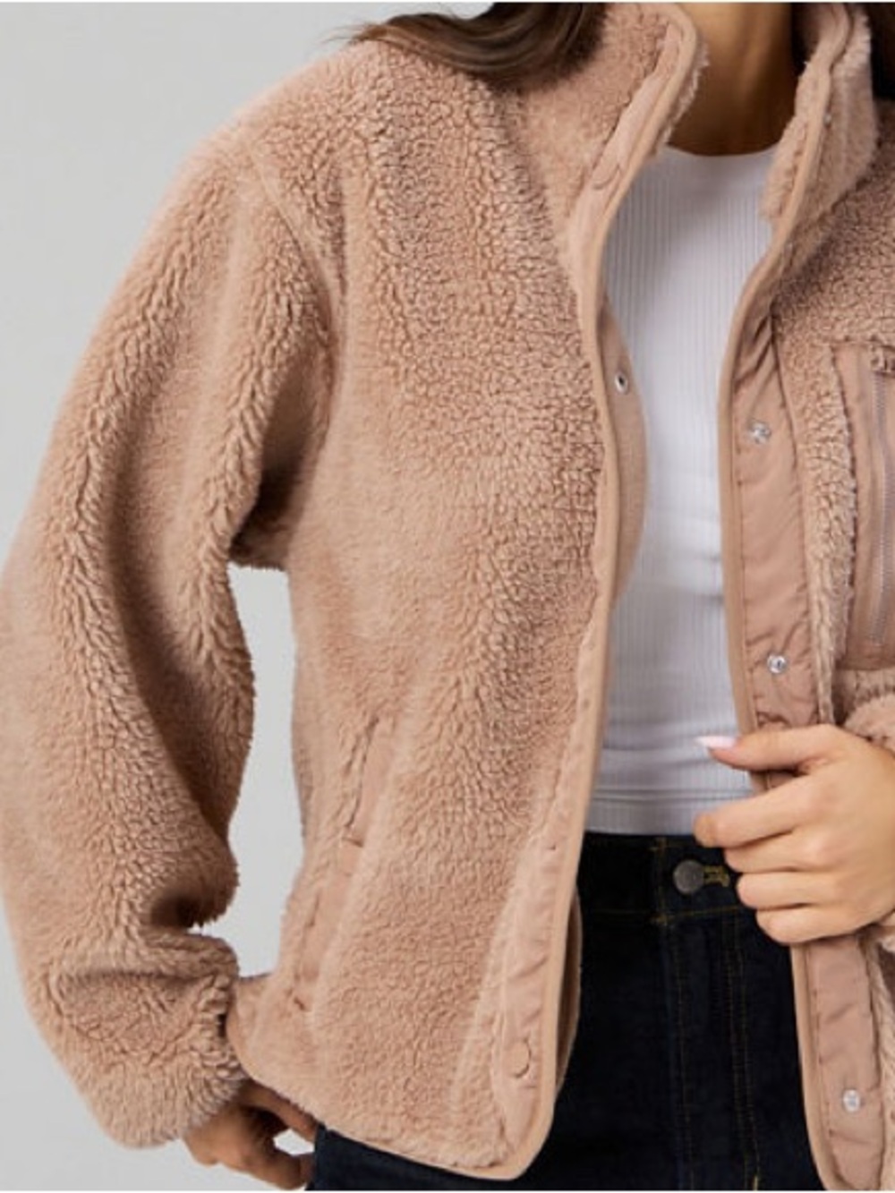 Primark Plush Teddy Jacket in Taupe